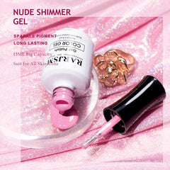 RARJSM set of nail tips displaying sheer to opaque swatches and sparkle