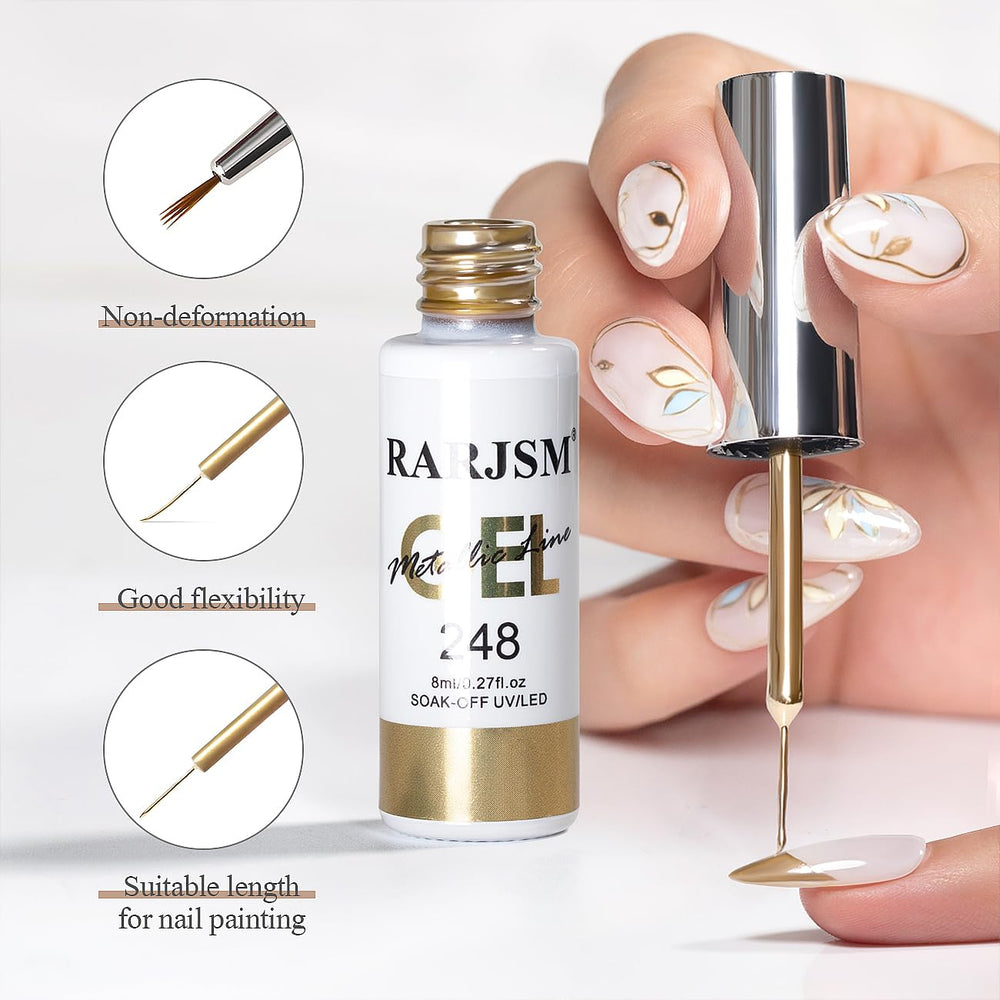 RARJSM white fine line swatch on nail showing crisp contrast and clean geometry