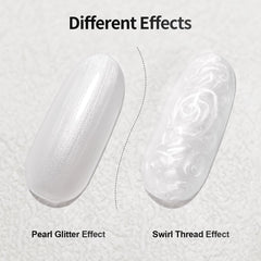 RARJSM texture swirl painted on nail plate, pearlescent shell glitter adds depth
