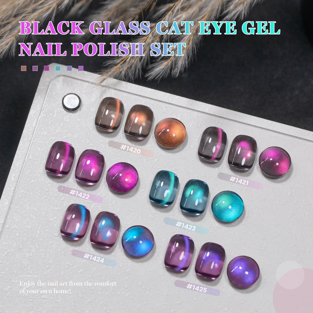RARJSM violet purple cat eye on finished nails demonstrating reflective stripe benefit