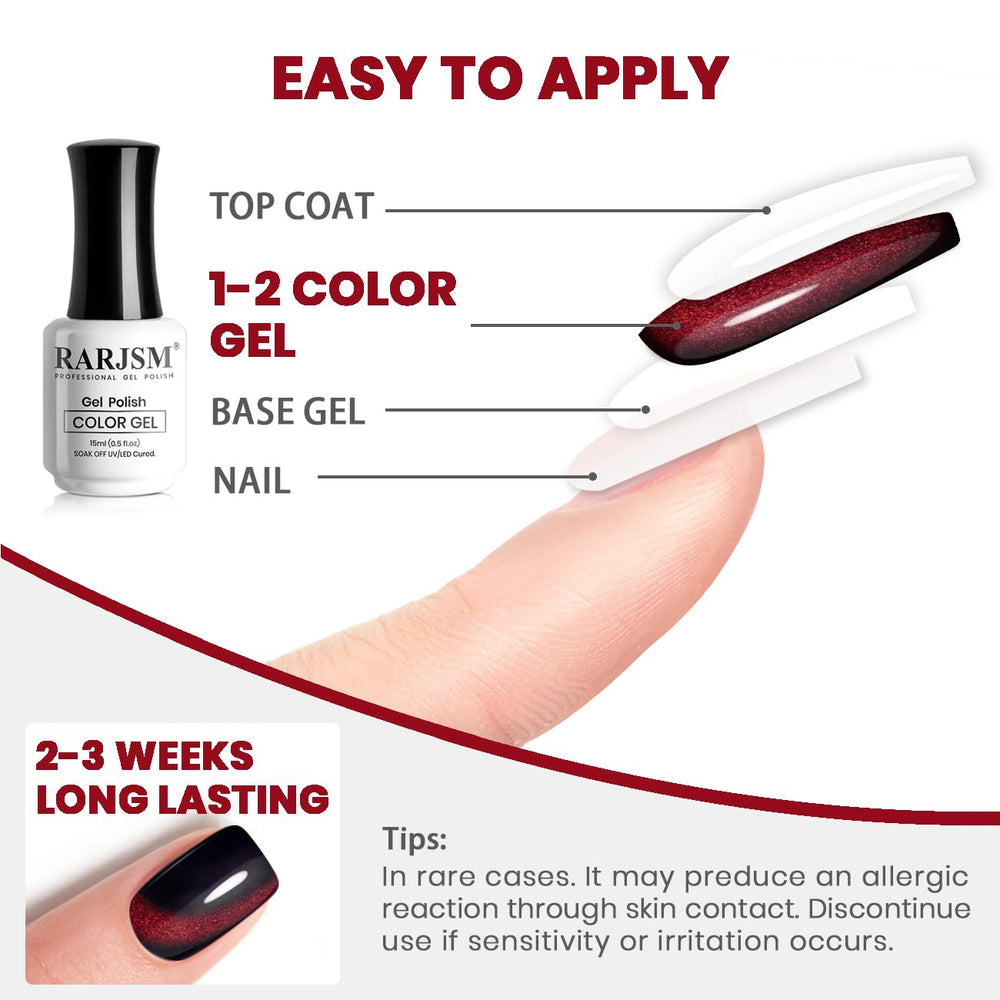 Styled manicure with RARJSM polish in a winter scene showing festive burgundy shine