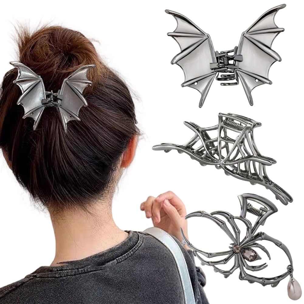 RAUIMOUR front view of three bat spider web clips showing design and size benefit