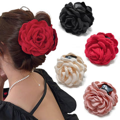RAUIMOUR front view of four rose claw clips showing colors and packaging benefit