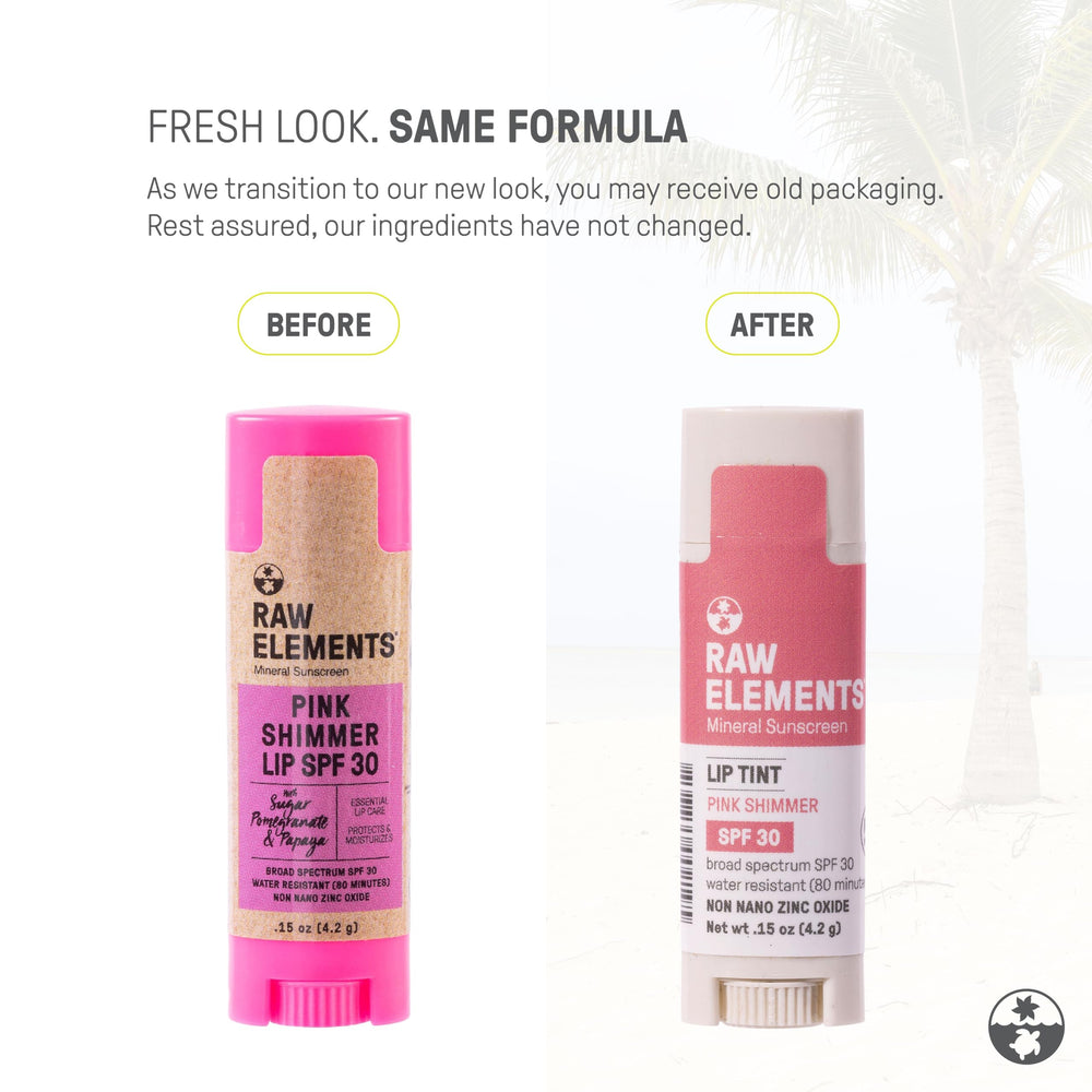 Raw Elements lip shimmer open showing balm tip for easy application benefit