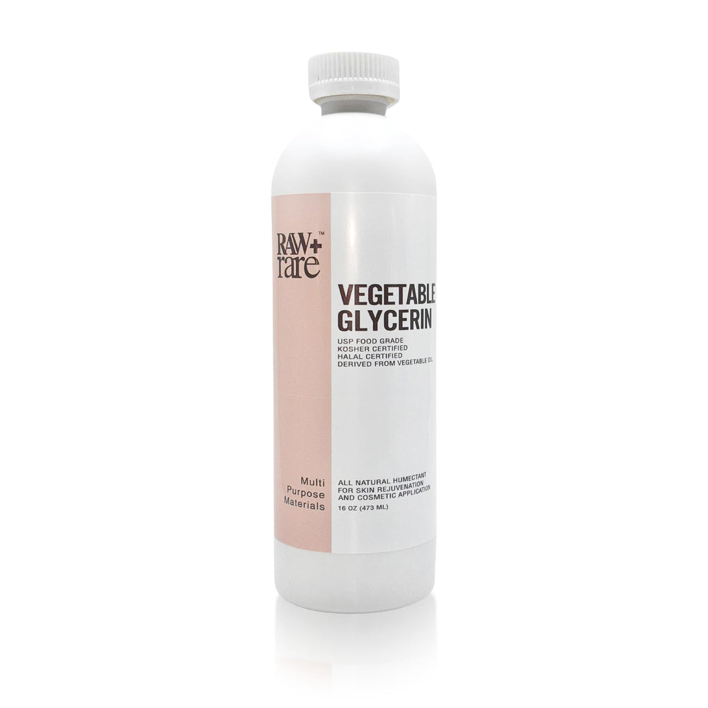 Raw Plus Rare front bottle view highlighting clear food-grade glycerin