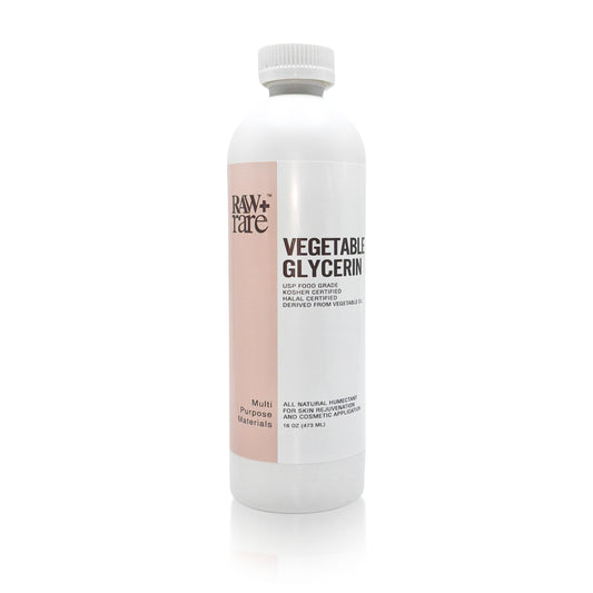 Raw Plus Rare front bottle view highlighting clear food-grade glycerin
