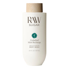 RAW SUGAR bottle front shows cedarleaf mint scent and gentle hydration