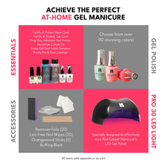 RC Red Carpet Manicure bottle beside ruler showing 9ml size for travel benefit