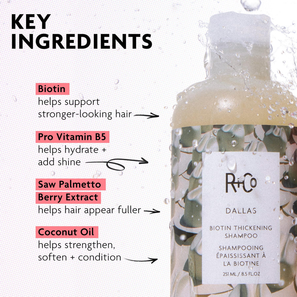 R+Co Dallas ingredient display with loquat and coconut conveying scalp nourishment
