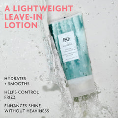 R+Co Waterfall being applied to damp hair demonstrating smoother styling and control