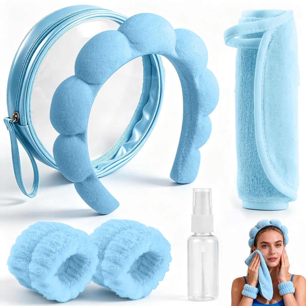 Real Perfection headband front view keeps hair back for neat skincare