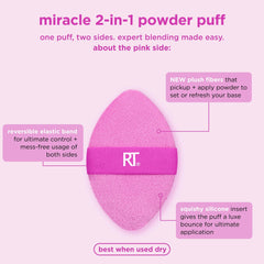 Real Techniques dual-sided powder puff showing plush and sponge faces for versatile use
