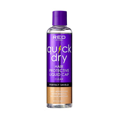 Red by Kiss front packaging of clear 8oz bottle showing product benefits
