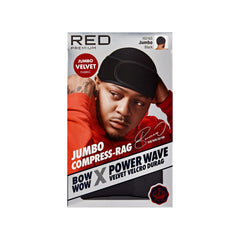 Red by Kiss jumbo velvet durag front view showing sleek fit and coverage benefit