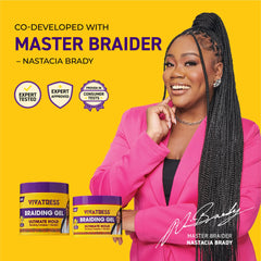 Red by Kiss on finished braids showing sleek, polished protective style