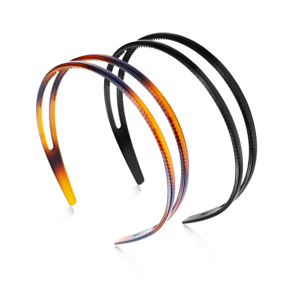 REDANHA front view of black and brown headbands showing classic colors and fit