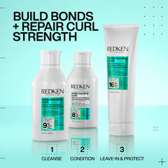 Redken lifestyle bathroom shelf showing product in daily curl routine