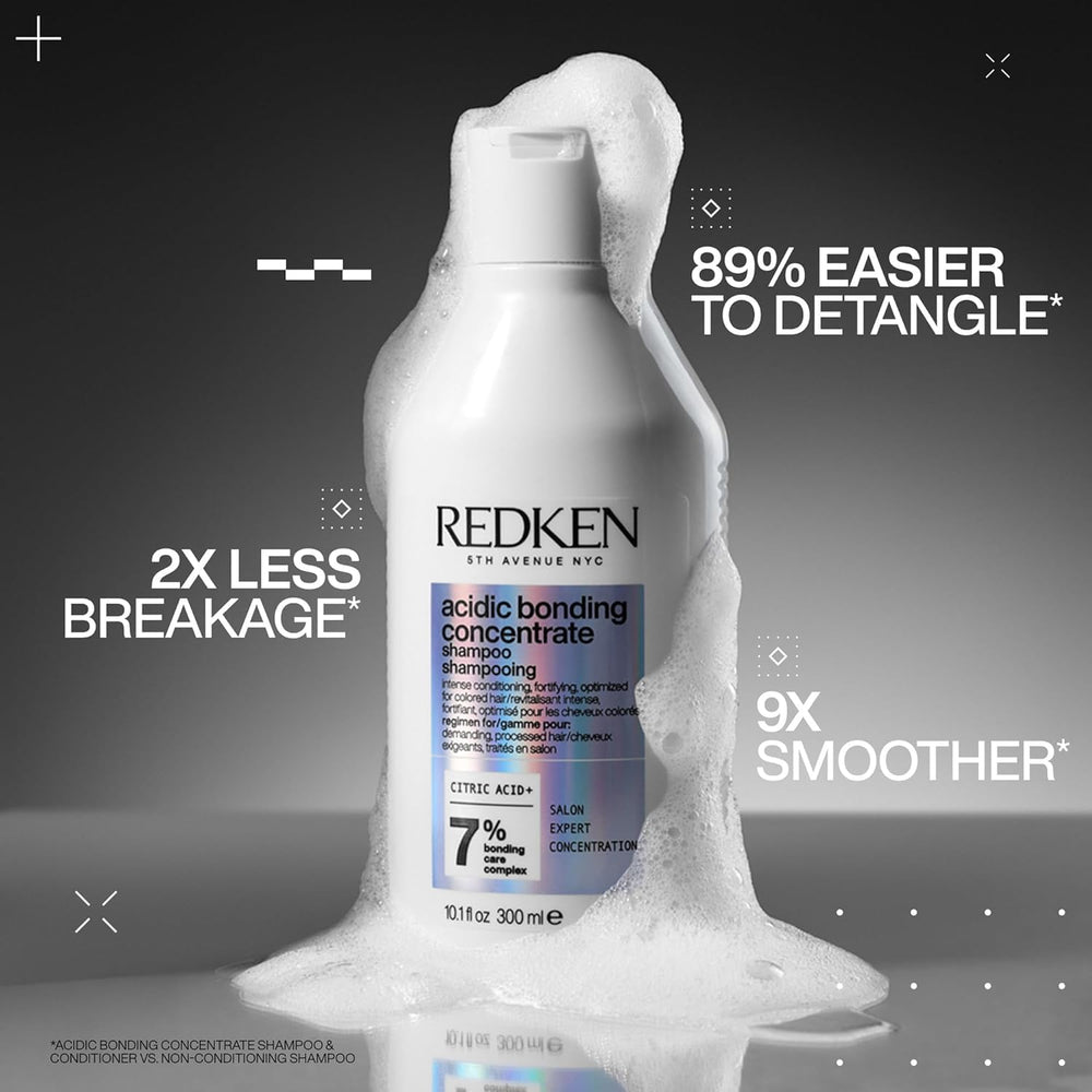 Close-up of thick Redken shampoo texture demonstrating concentrated coverage benefit