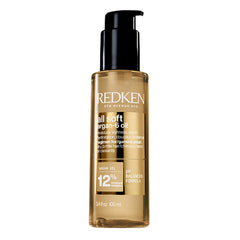 Redken all soft argan-6 front bottle showing sleek packaging and brand benefit