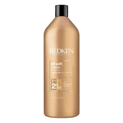 Redken All Soft shampoo front bottle showing brand and moisturizing benefit