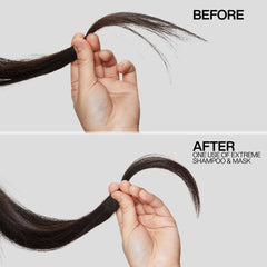 Redken Extreme label and ingredients panel close-up highlighting Strength Complex benefits