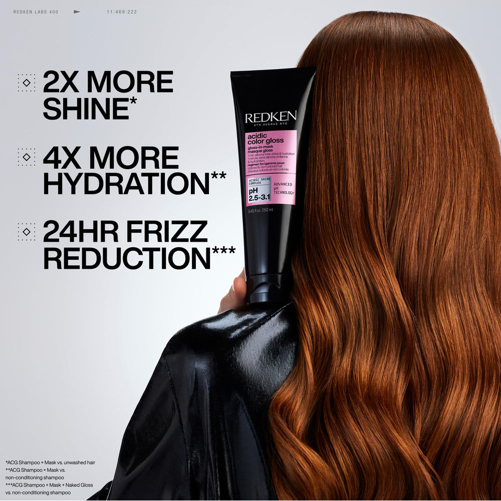 Shiny finished hair after Redken treatment showing enhanced gloss and smoothness