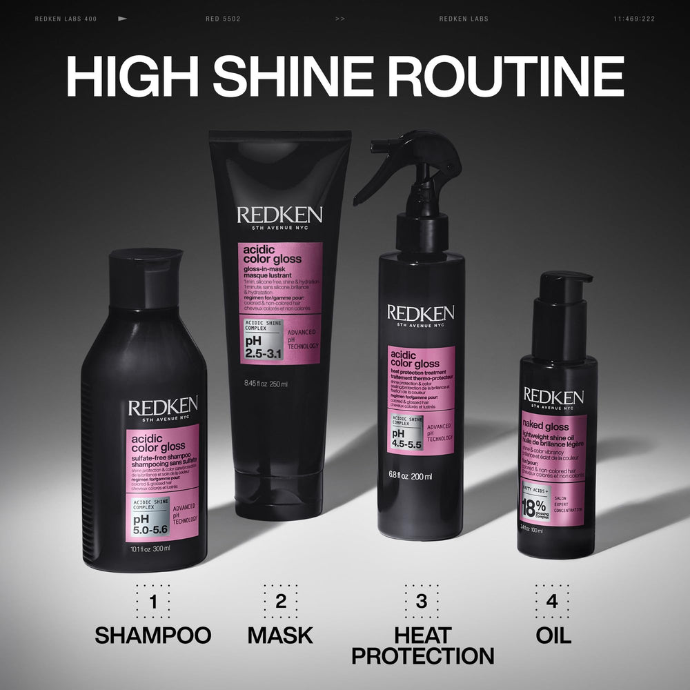 Redken gloss-in-mask on bathroom counter styled for quick everyday treatment routine