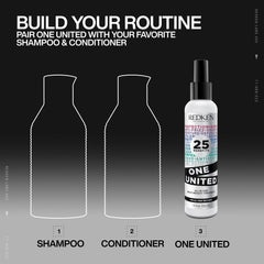 Redken One United applied to color-treated hair showing gentle care and vibrancy boost