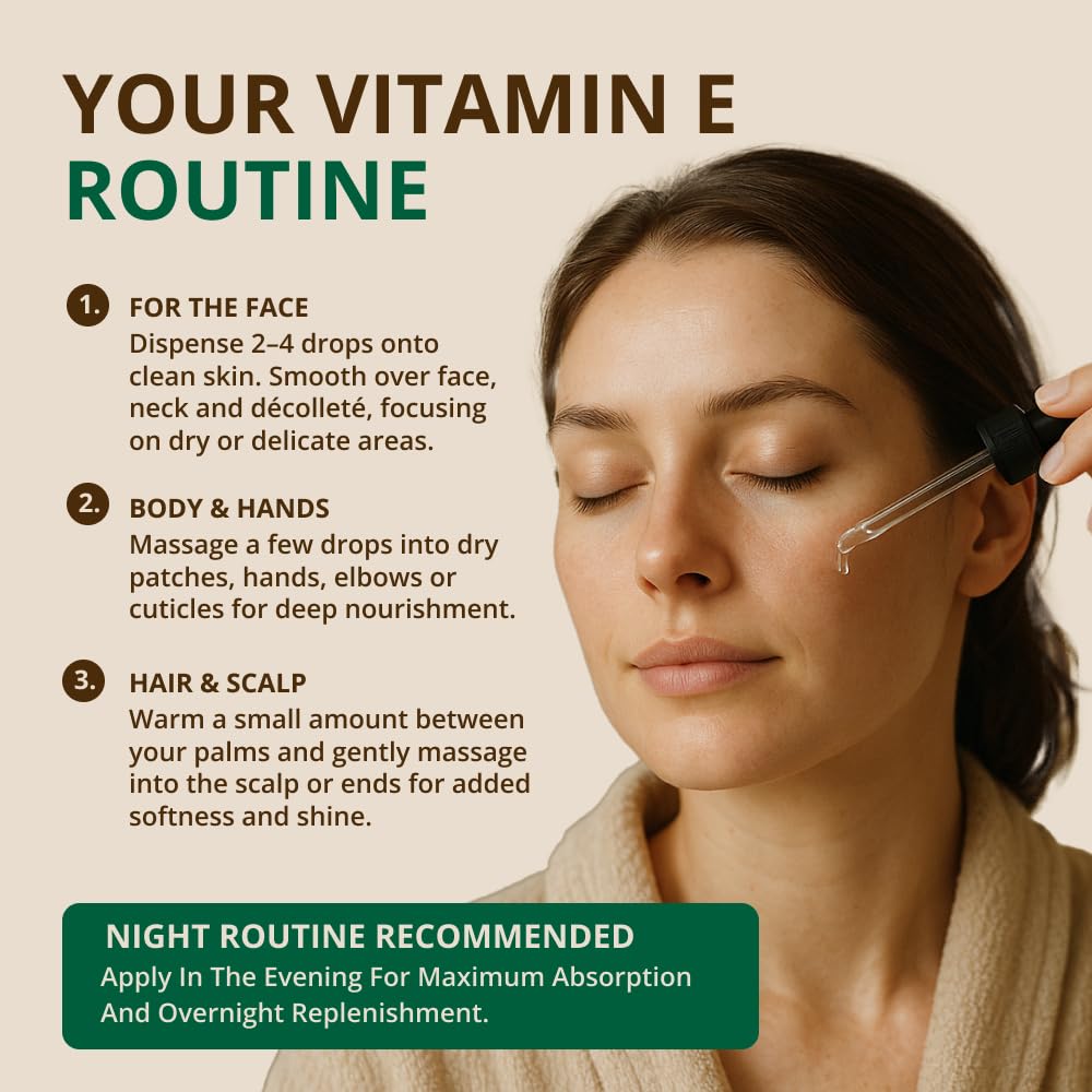 RejuveNaturals vitamin E oil texture on skin for fast absorption