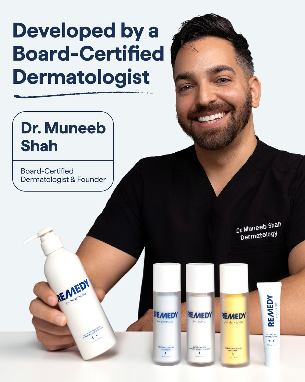 Remedy Science lifestyle bathroom shelf portraying everyday skincare integration