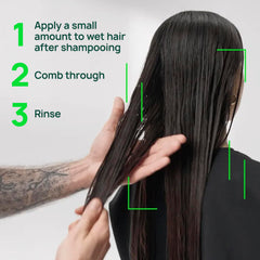 René Furterer applying conditioner in shower for detangling benefit