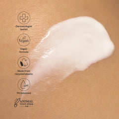 RENPURE applying lotion to forearm demonstrating hydration and smooth skin benefit