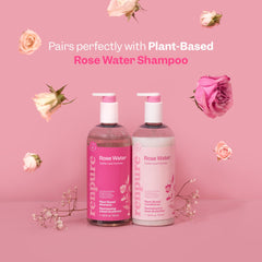 RENPURE rose shampoo with conditioner in bathroom setting for routine