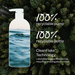 Renpure shampoo on bathroom shelf in lifestyle scene showing everyday hair volume benefit