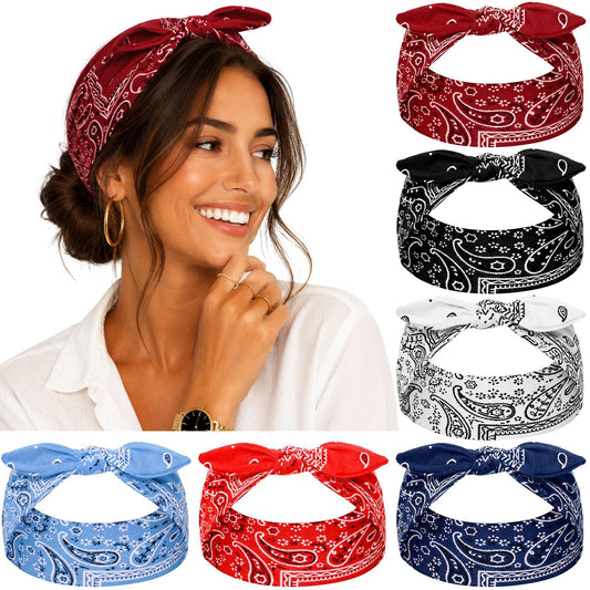 REOTECALL front view of six-pack headbands showing assorted prints and colors, stylish convenience
