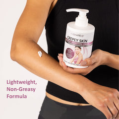 Reshape+ applied to neck and décolletage, visually emphasizes smoothing and hydration benefit
