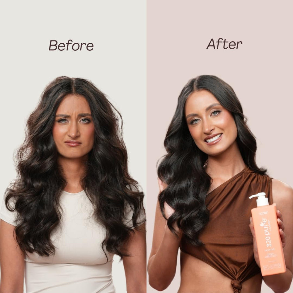 Rev320 being applied to damp hair demonstrating detangling and frizz control