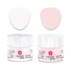 Revel Nail front packaging showing both sheer pink and french powders for easy selection