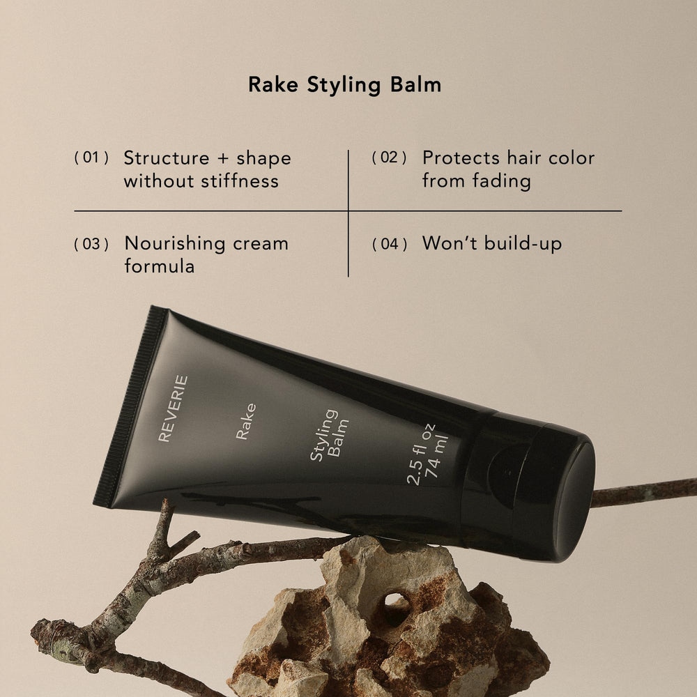 REVERIE applying balm to hands and hair for easy distribution and better definition