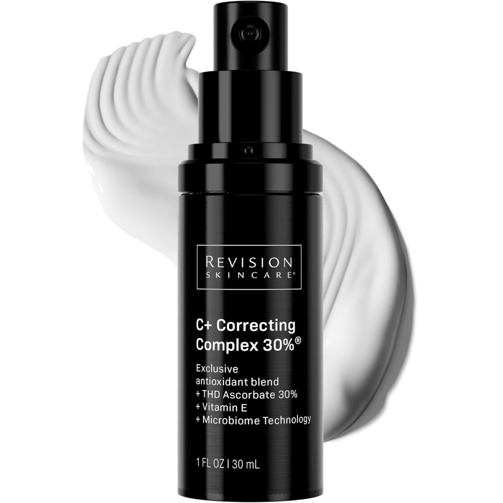 Revision Skincare front bottle view showing clean packaging and brightening benefits