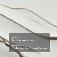 Revision Skincare D·E·J Eye Cream ingredients label close-up showing peptides and hyaluronic acid