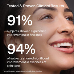 Revision Skincare application before and after illustrating evened tone and concealment