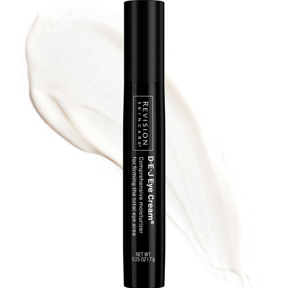 Revision Skincare D·E·J Eye Cream jar front showing packaging and product benefit