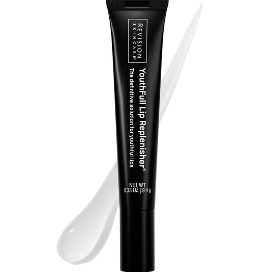 Revision Skincare front packaging showing product and glossy finish benefit