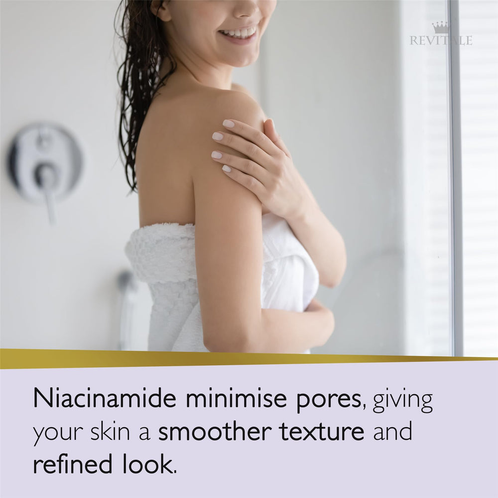REVITALE label detail displaying azelaic acid, niacinamide and botanical extracts