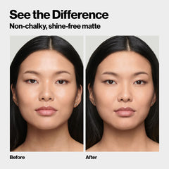 Revlon ColorStay Blot in-use with brush applying powder to cheek to control shine benefit