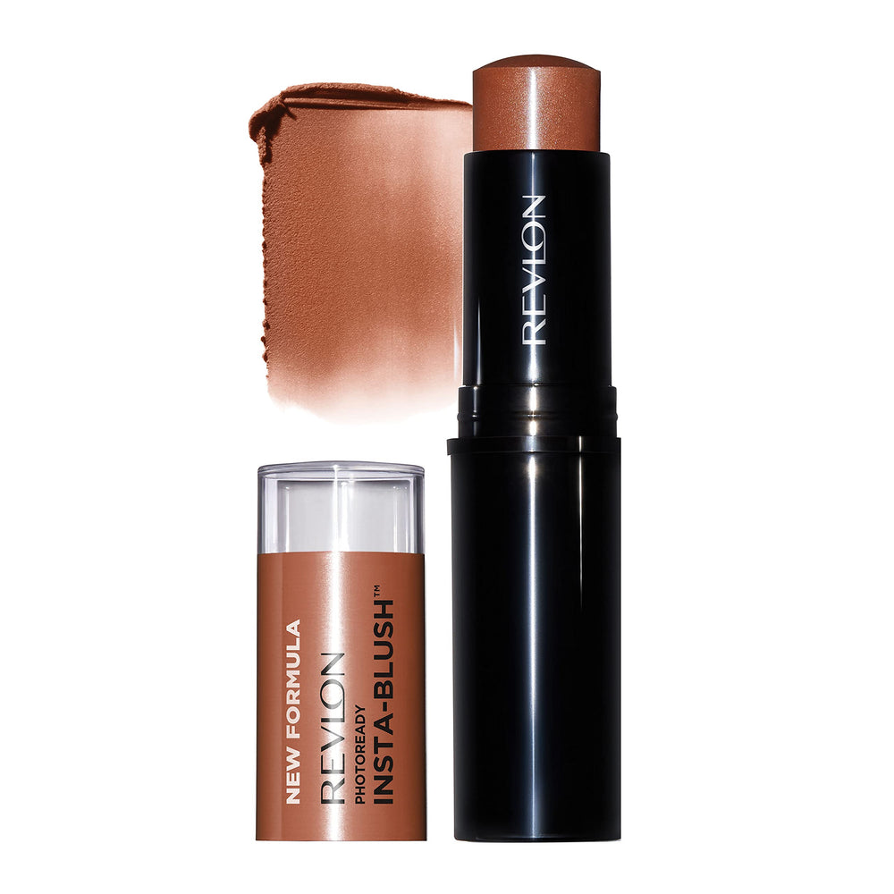 Revlon blush stick front packaging showing Nude Kiss shade and portable design