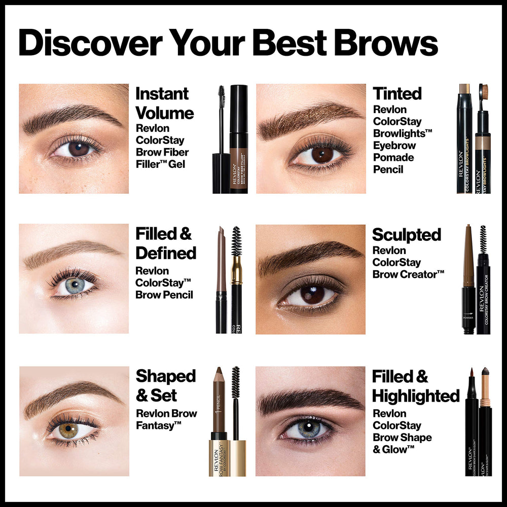 Revlon brow fiber filler avocado oil ingredient visual highlighting conditioning effect