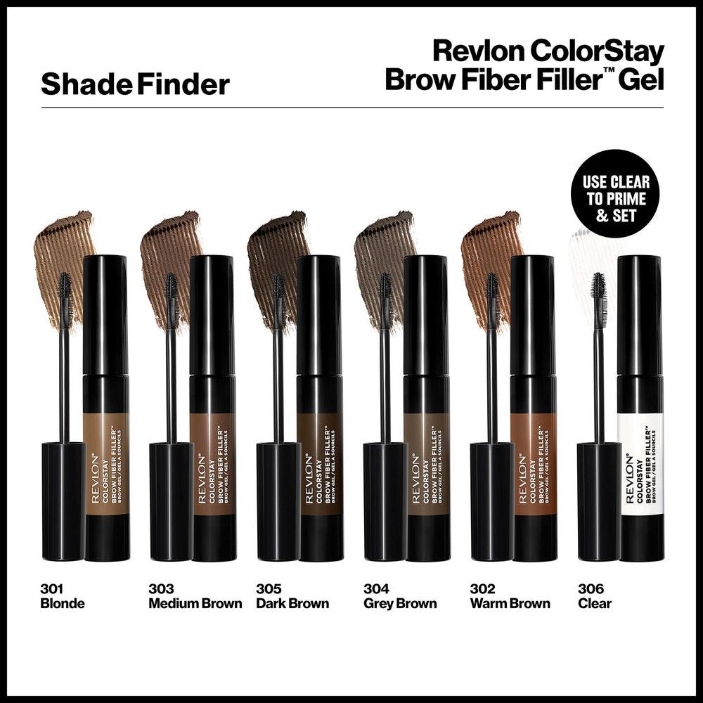 Revlon open tube revealing brush bristles and fiber-coated gel