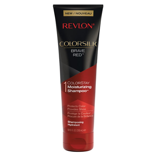 Revlon Colorsilk red bottle front view showing label and bright color protection